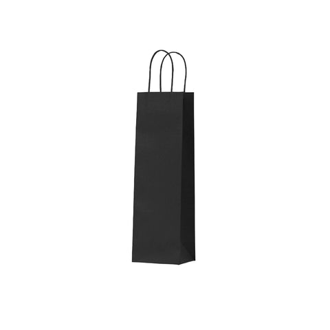 Black Single Wine Bag - Twisted Paper Handles