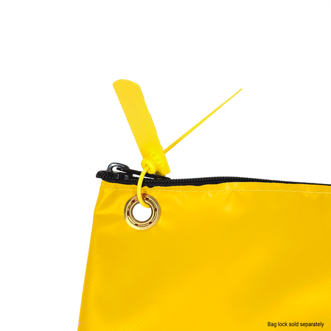 front view of yellow banking cash bag with yellow lock | NEON packaging