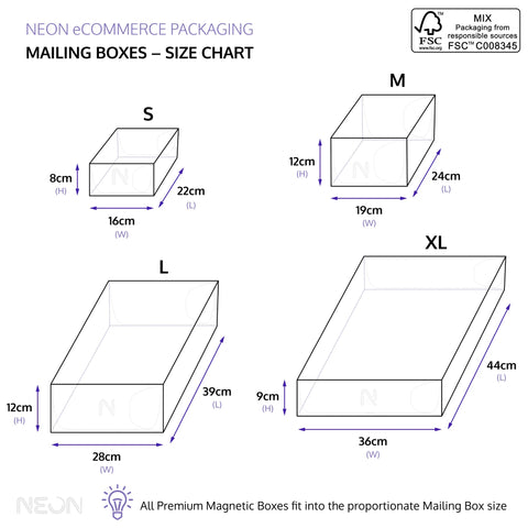 measurement mailing boxes